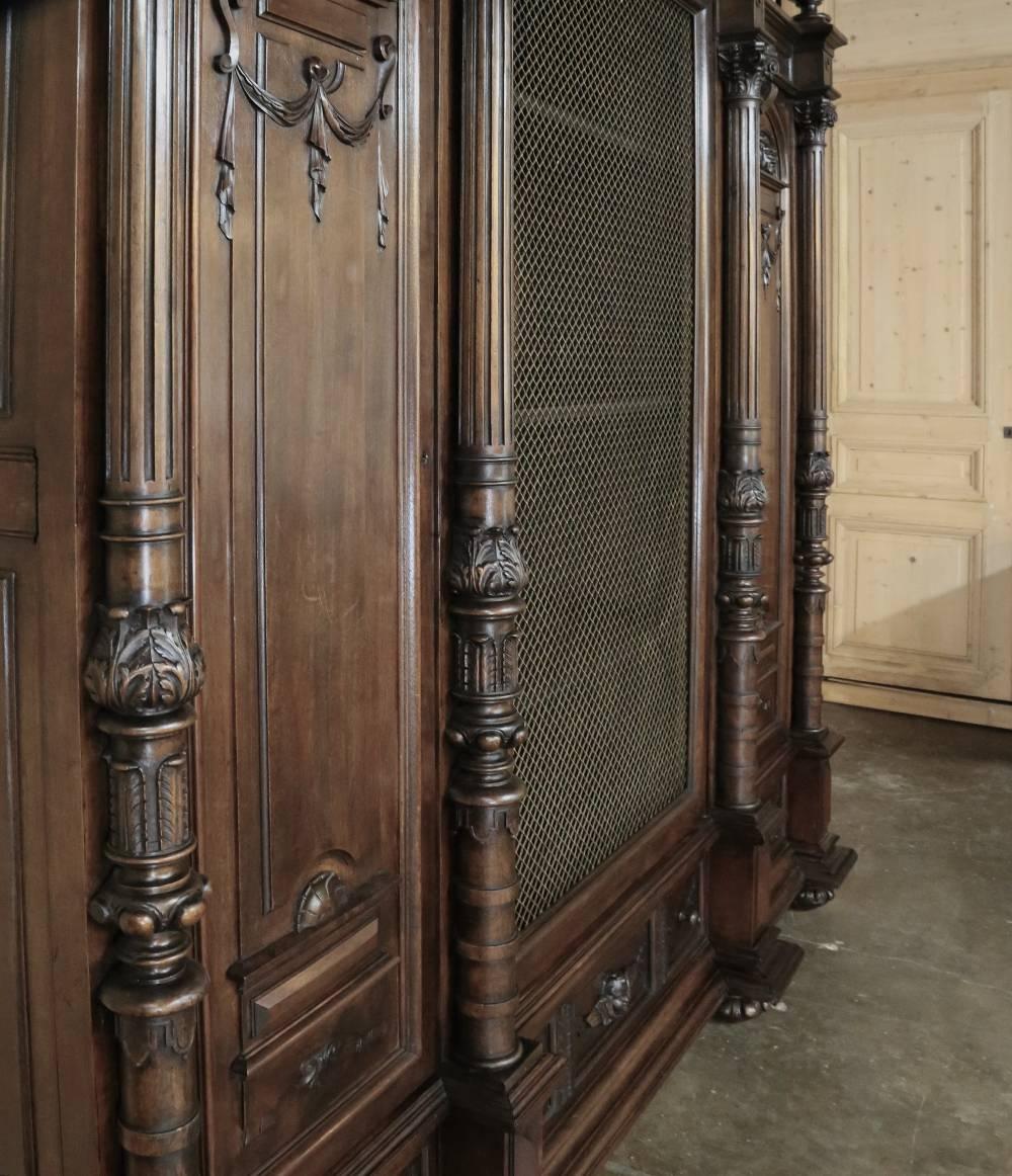 Late 19th Century 19th Century Italian Renaissance Display Armoire/Bookcase with Brass grill