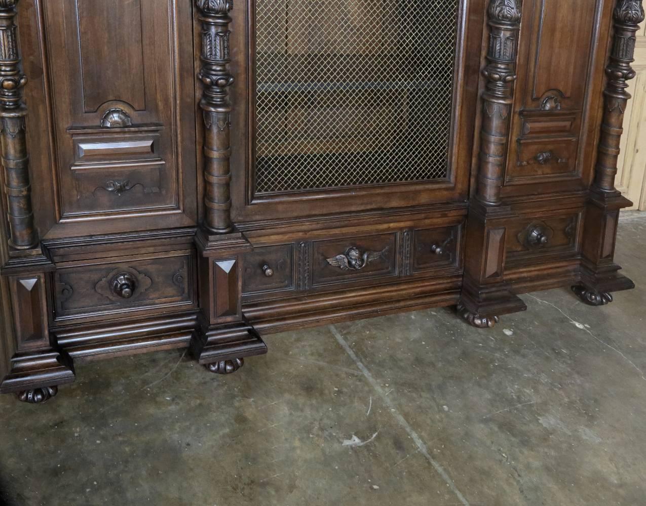 19th Century Italian Renaissance Display Armoire/Bookcase with Brass grill 5