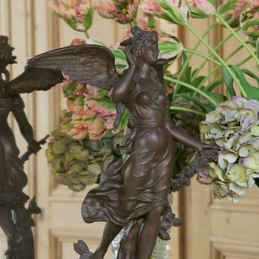 French 19th Century Spelter Statue by É of Fairy by Emile Coriolan Hippolyte Guillemin