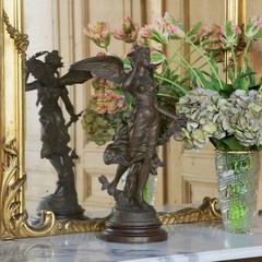 19th Century Spelter Statue by É of Fairy by Emile Coriolan Hippolyte Guillemin