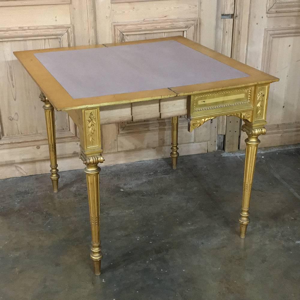 19th Century French Louis XVI Giltwood Console or Game Table 1