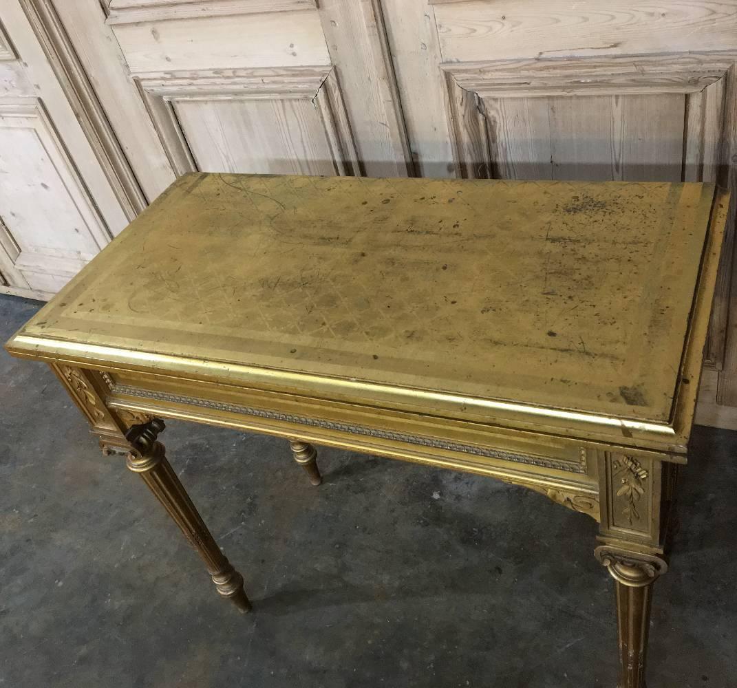 19th Century French Louis XVI Giltwood Console or Game Table 3