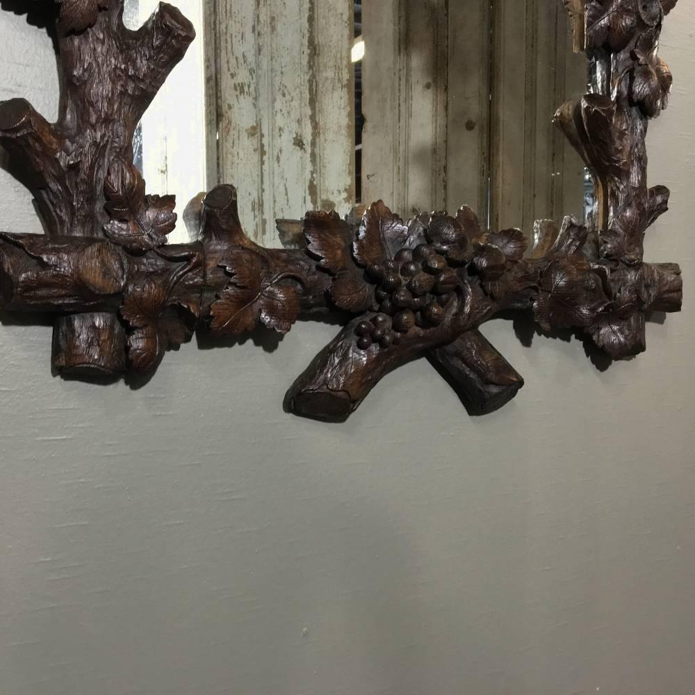 19th Century Black Forest Hand-Carved Lifelike Rustic Wood Mirror 2