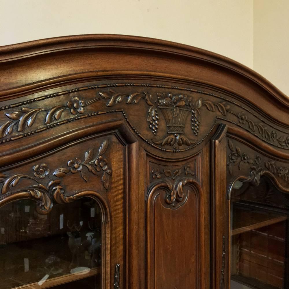 Neoclassical Revival 19th Century Country French Neoclassical Hand-Carved Walnut Buffet, Bookcase