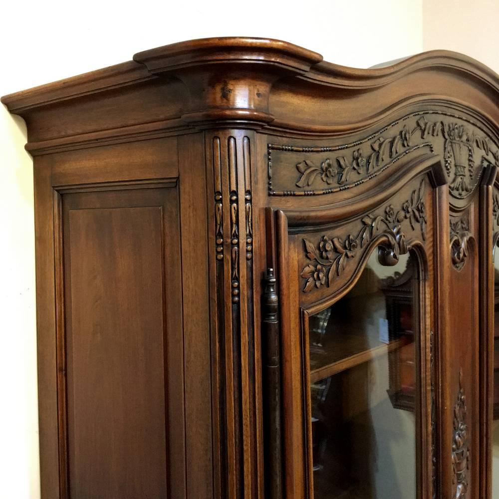 Late 19th Century 19th Century Country French Neoclassical Hand-Carved Walnut Buffet, Bookcase