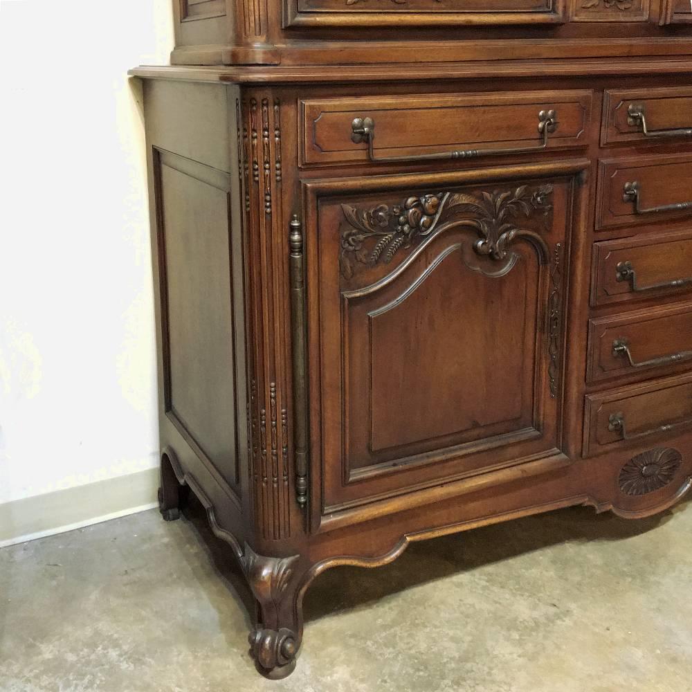 19th Century Country French Neoclassical Hand-Carved Walnut Buffet, Bookcase 2