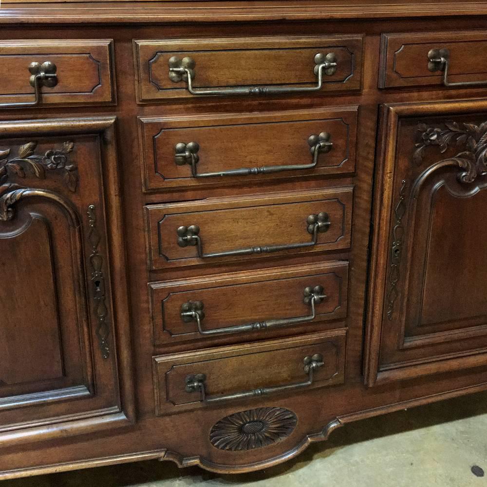 19th Century Country French Neoclassical Hand-Carved Walnut Buffet, Bookcase 4