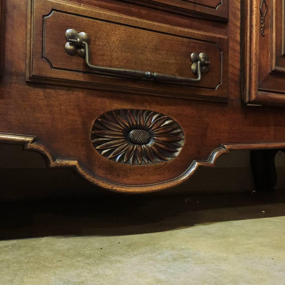 19th Century Country French Neoclassical Hand-Carved Walnut Buffet, Bookcase 3