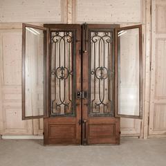 Pair of Antique French Doors with Wrought Iron