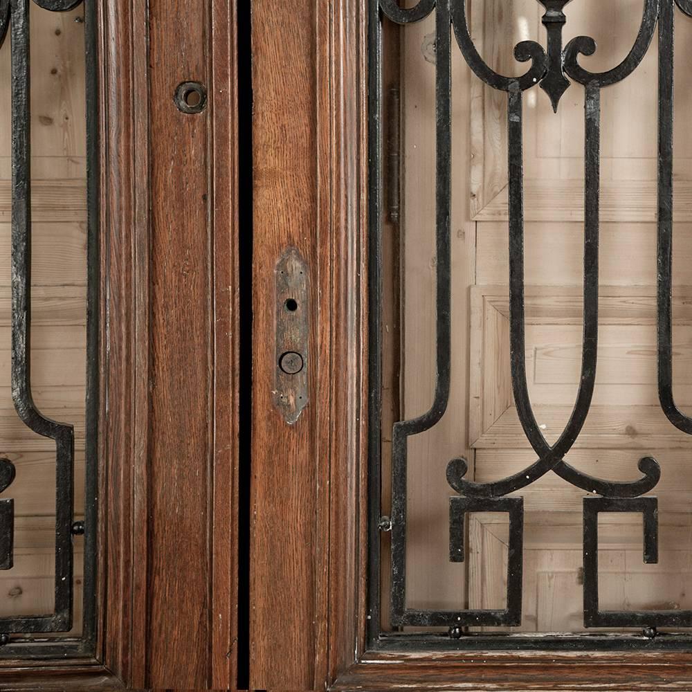 Pair of Antique French Doors with Wrought Iron In Excellent Condition In Dallas, TX