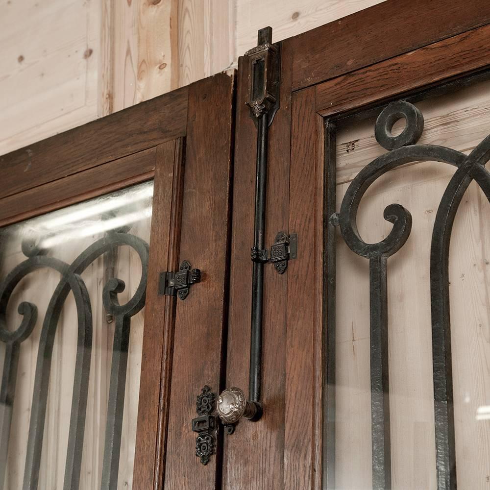 Pair of Antique French Doors with Wrought Iron 3