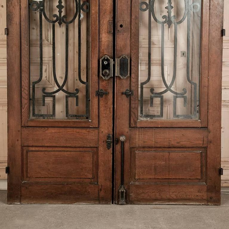 Pair of Antique French Doors with Wrought Iron at 1stDibs