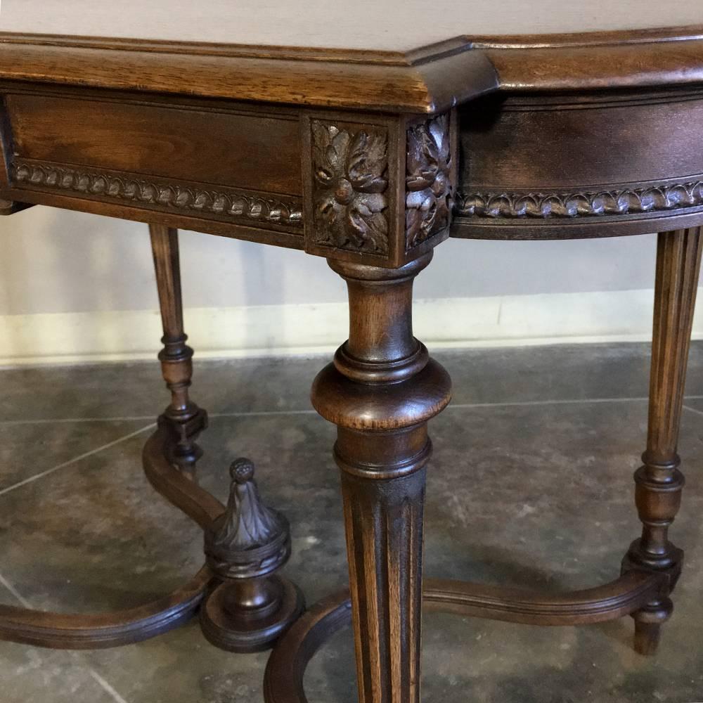 19th Century Louis XVI Hand-Carved French Walnut Neoclassical End Table 1