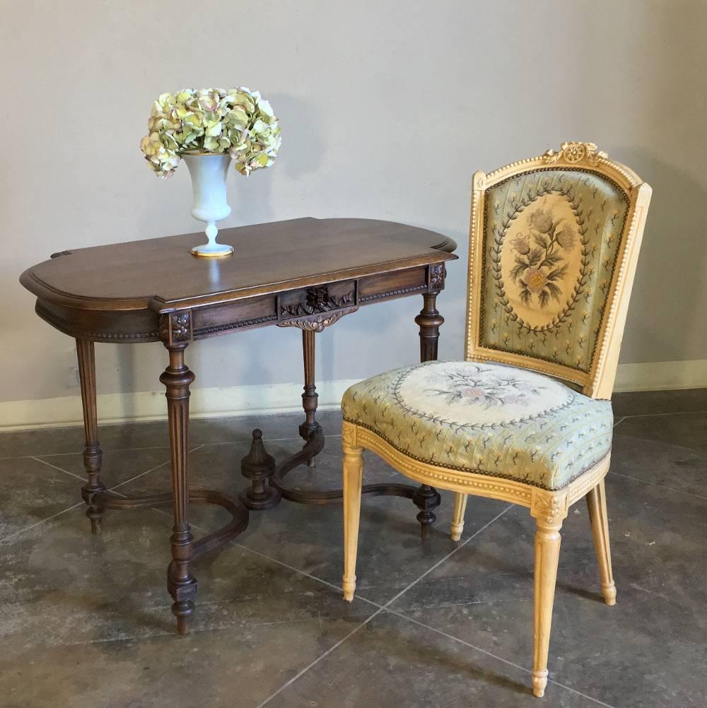 Neoclassical Revival 19th Century Louis XVI Hand-Carved French Walnut Neoclassical End Table