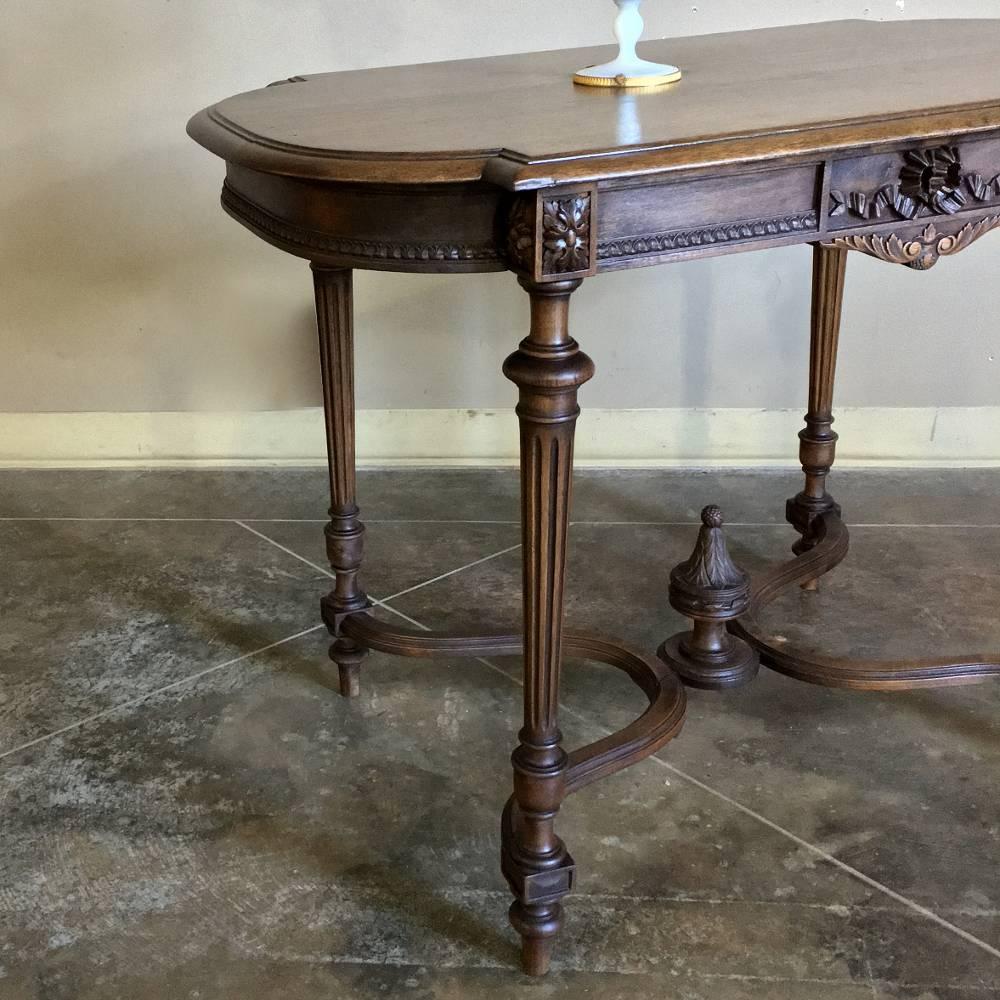 19th Century Louis XVI Hand-Carved French Walnut Neoclassical End Table 2