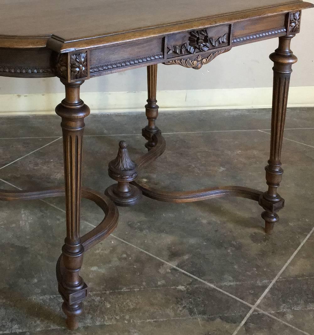 19th Century Louis XVI Hand-Carved French Walnut Neoclassical End Table 3