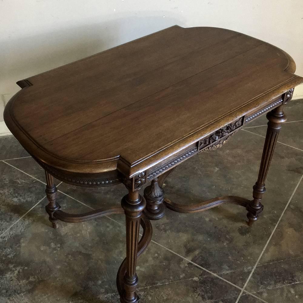 19th Century Louis XVI Hand-Carved French Walnut Neoclassical End Table 4