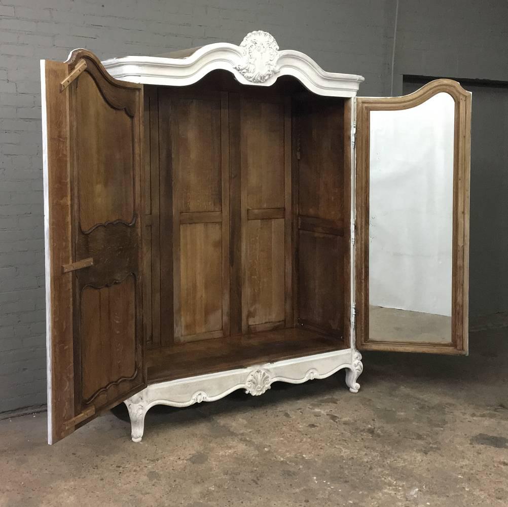 19th Century Country French Regence Whitewashed Armoire 2