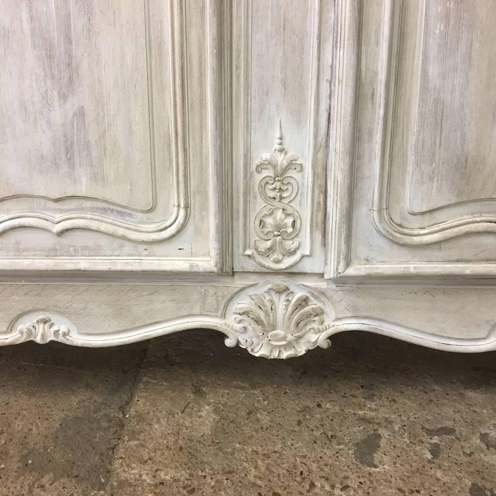 Regency 19th Century Country French Regence Whitewashed Armoire