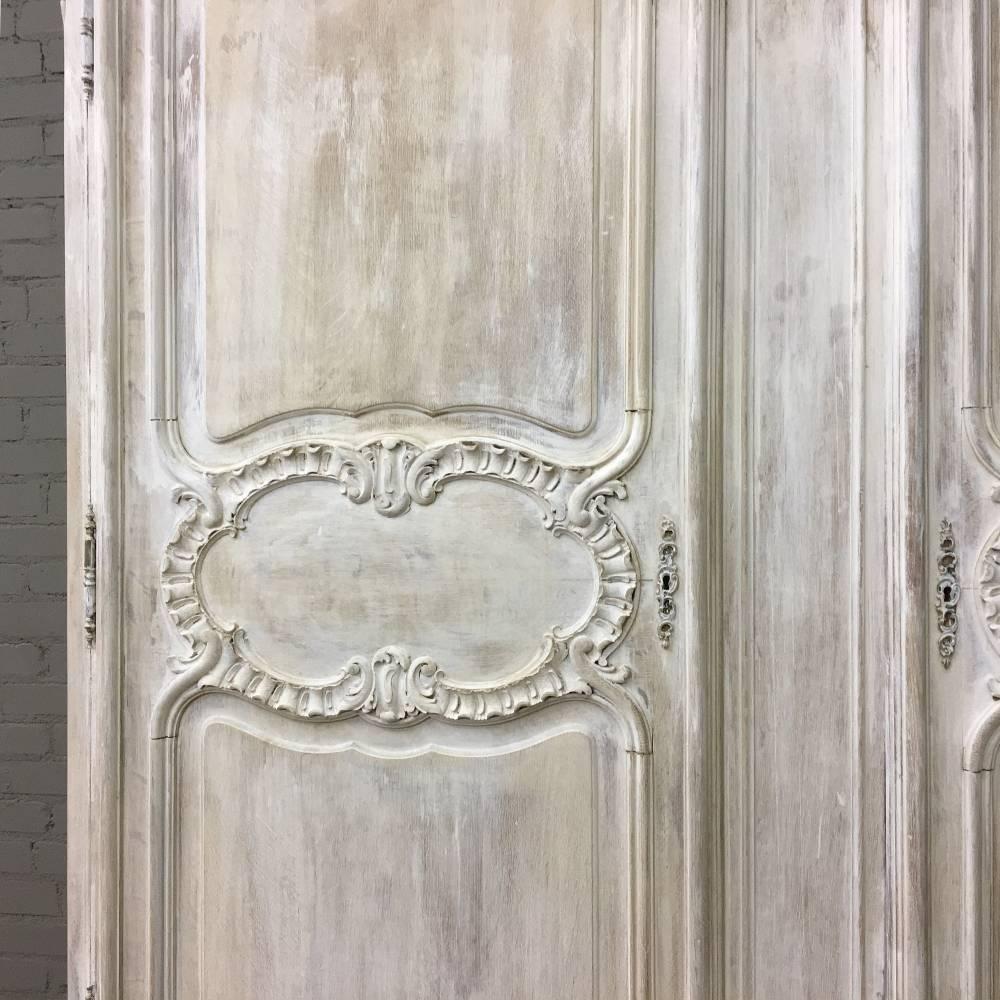 Late 19th Century 19th Century Country French Regence Whitewashed Armoire