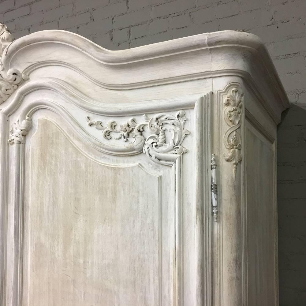 19th Century Country French Regence Whitewashed Armoire 1