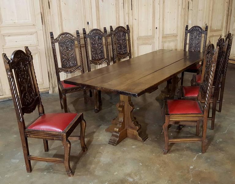 Set Of Eight Antique Hand Carved Renaissance Dining Chairs With This Handsome Set Of Eight Hand Carved Antique Renaissance Dining Chairs Were Designed To Last
