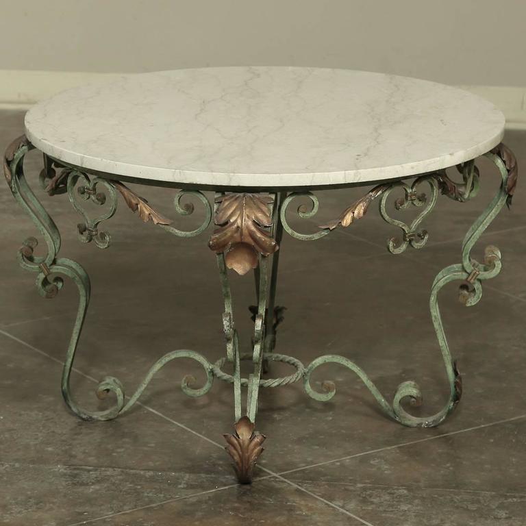 Antique Italian Hand-Painted Wrought Iron and Cararra ...