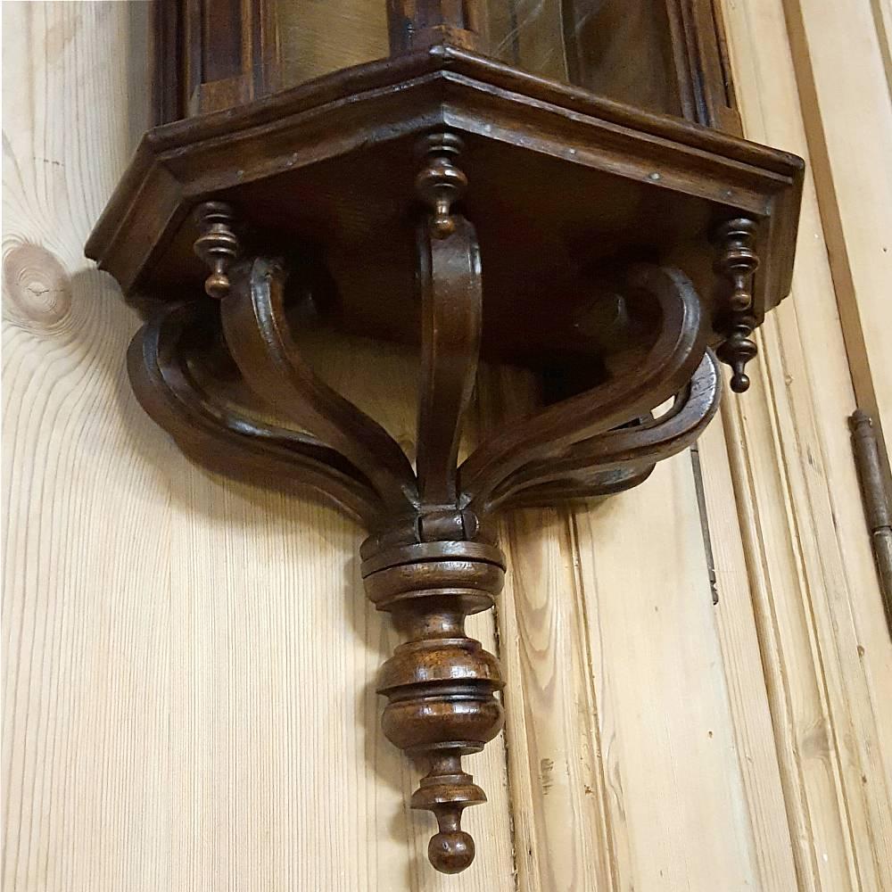 19th Century French Gothic Walnut Wall Vitrine~Curio Cabinet with Sconce Support 1