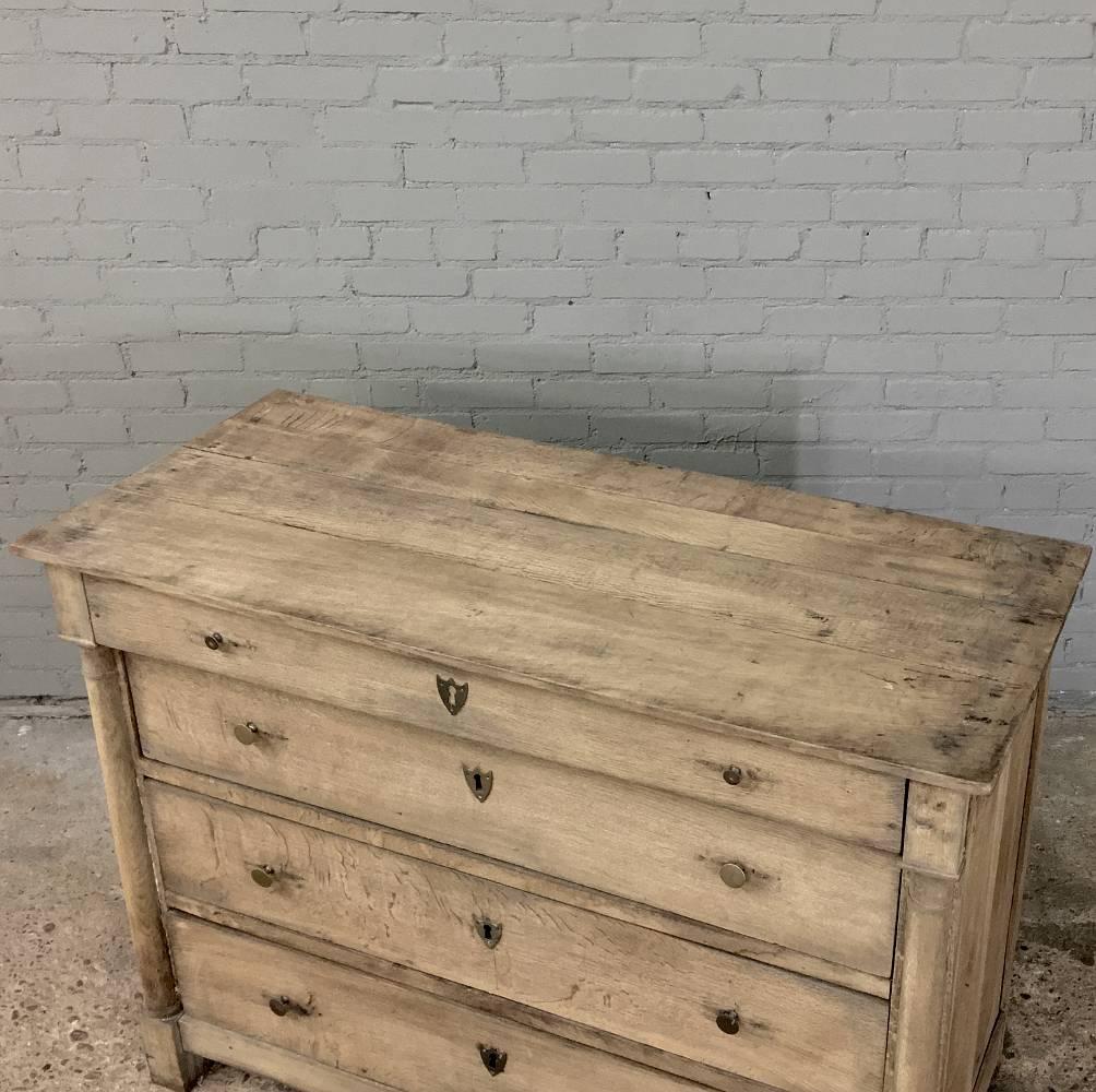 Rustic 19th Century Country French Empire Stripped Solid Oak Commode 4
