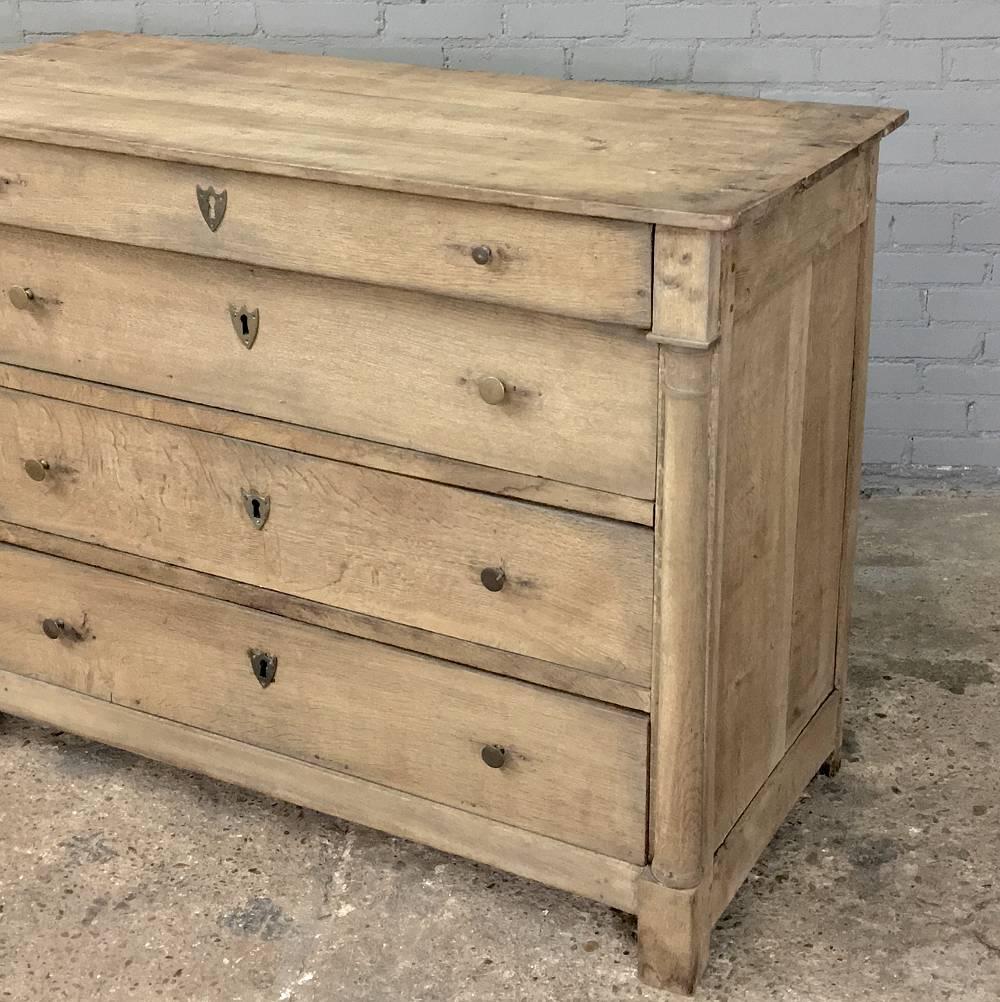 Rustic 19th Century Country French Empire Stripped Solid Oak Commode 1