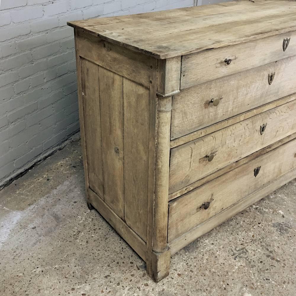 Rustic 19th Century Country French Empire Stripped Solid Oak Commode 3
