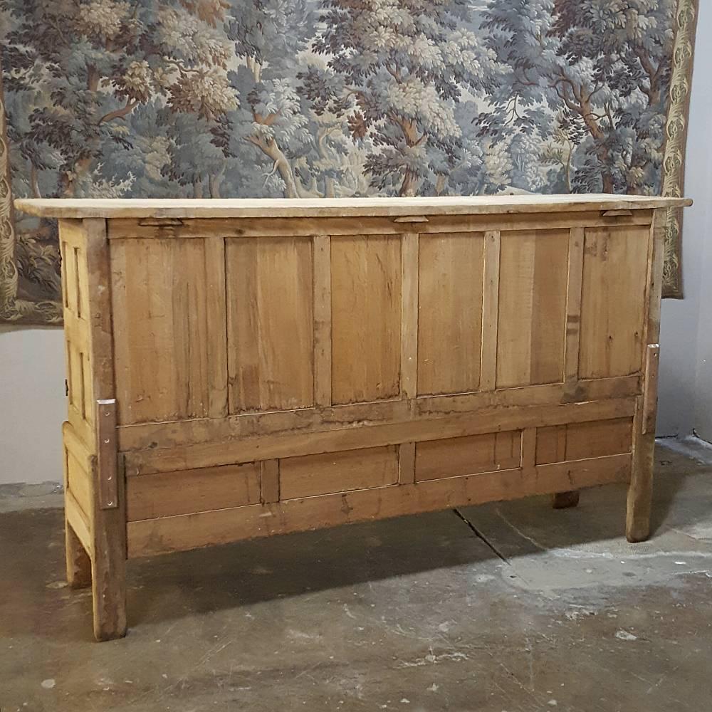 Antique Rustic Stripped Oak Gothic Raised Buffet with Forged Iron Hardware 3