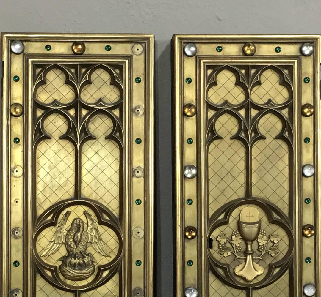 Pair of 19th Century Bronze Tabernacle Doors In Excellent Condition In Dallas, TX