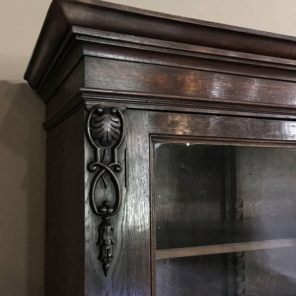 Oak 19th Century Grand French Renaissance Hand-Crafted & Carved Bookcase, ca. 1870s