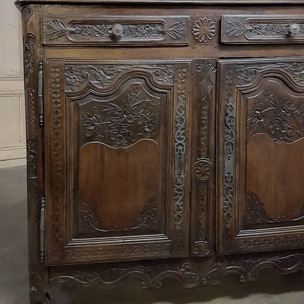 Oak 18th Century Country French Buffet Hand-Carved from Normandy 