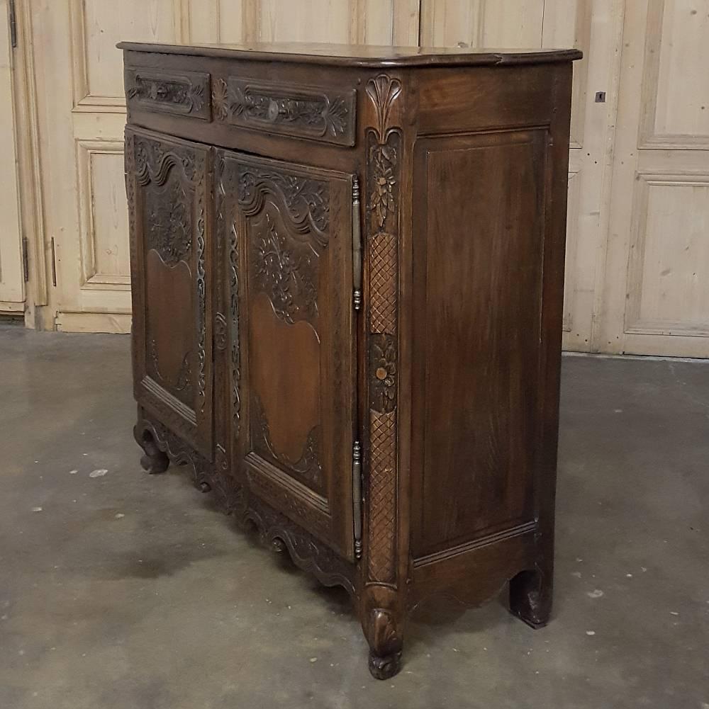 18th Century Country French Buffet Hand-Carved from Normandy  In Excellent Condition In Dallas, TX