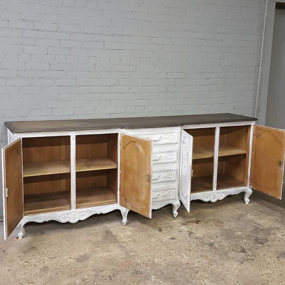 Antique Country French Grand Painted Buffet In Excellent Condition In Dallas, TX