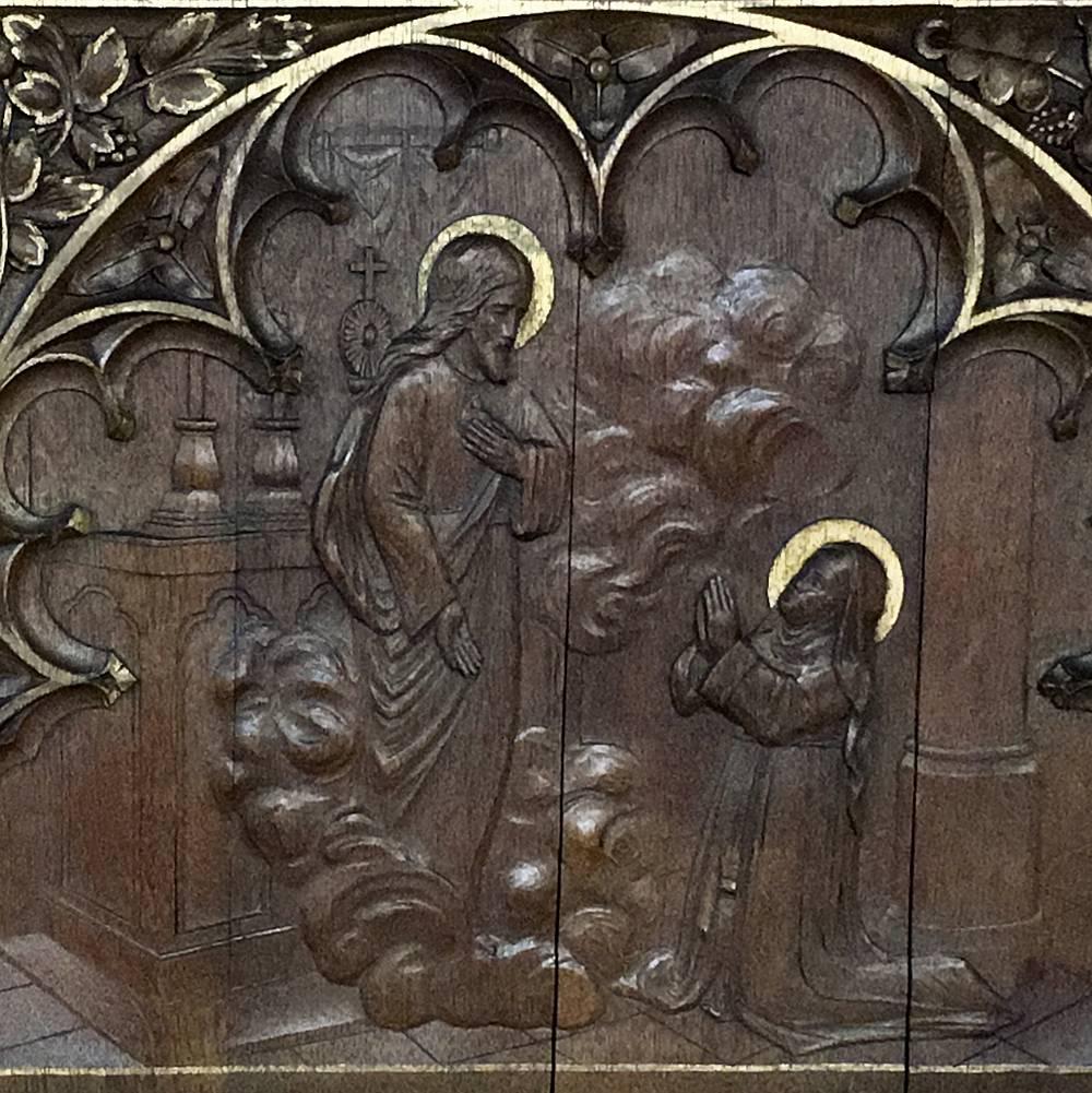 Gothic 19th Century Religious Hand Carved Solid Oak Panel Depicting the Resurrection