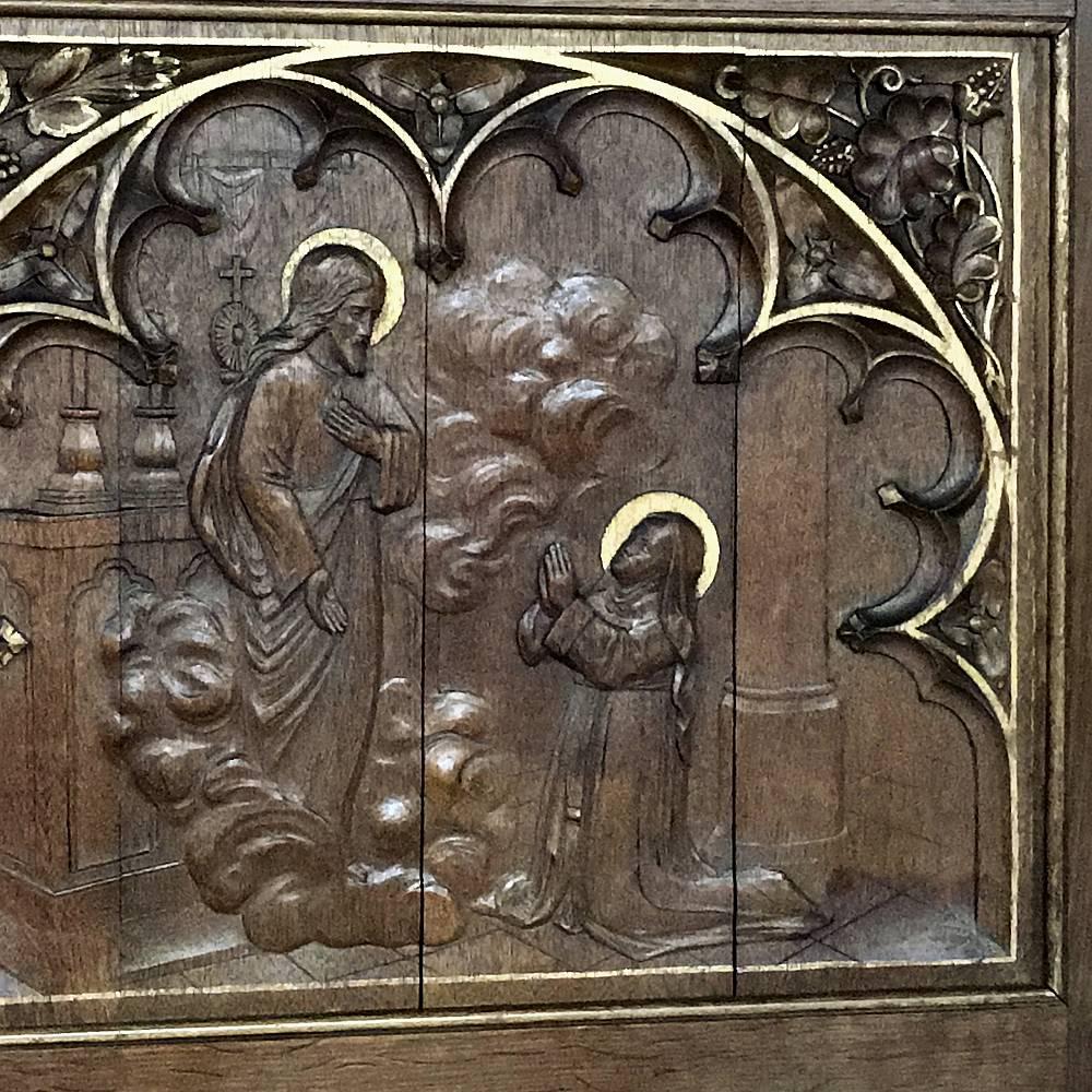Mid-19th Century 19th Century Religious Hand Carved Solid Oak Panel Depicting the Resurrection