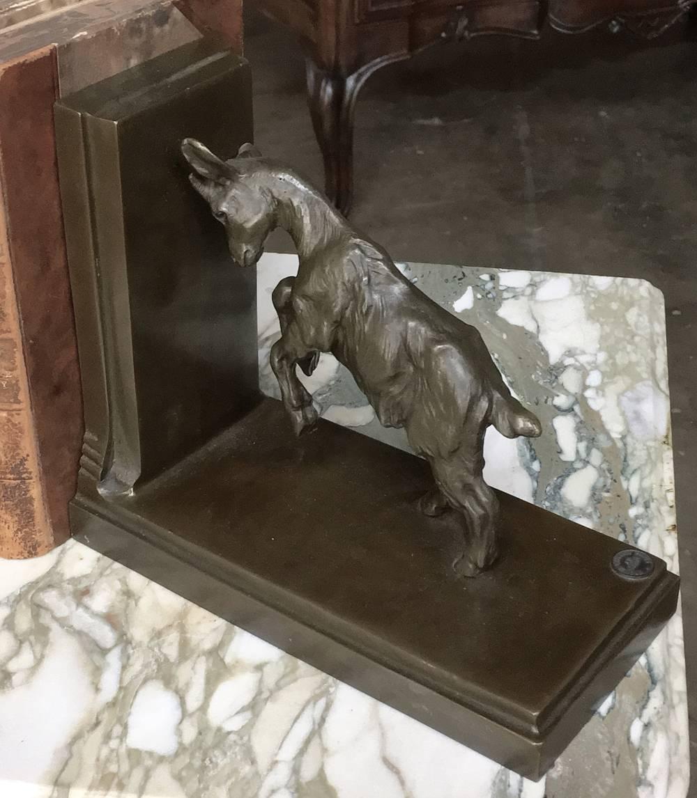 Late 19th Century 19th Century French Hand-Cast Bronze Pan and Goat Bookends by Garanti of Paris