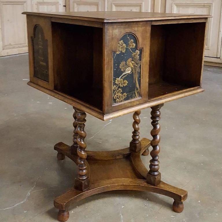Antique German HandCrafted Swivelling Bookcase End Table at 1stDibs