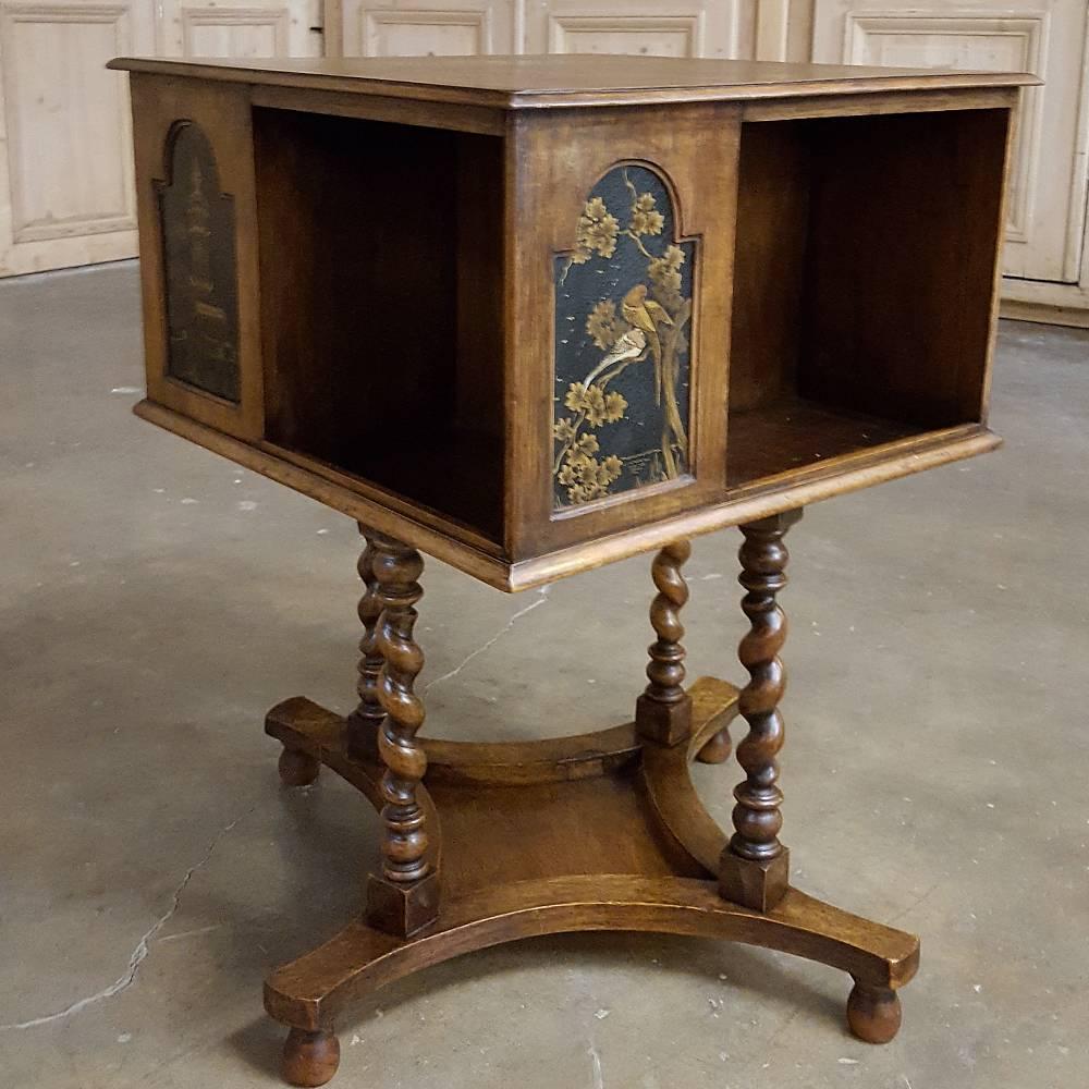 Early 20th Century Antique German Hand-Crafted Swivelling Bookcase End Table