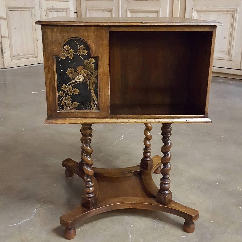 Antique German Hand-Crafted Swivelling Bookcase End Table 2