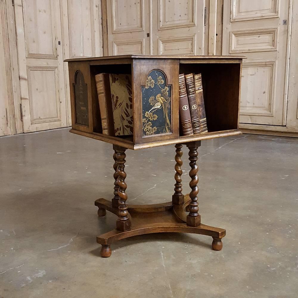 Antique German Hand-Crafted Swivelling Bookcase End Table 3