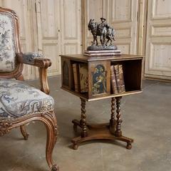 Antique German Hand-Crafted Swivelling Bookcase End Table