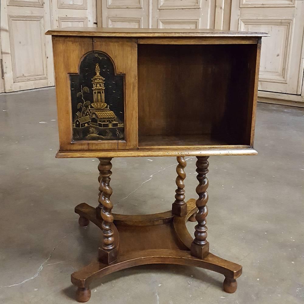 vintage end table with bookshelf