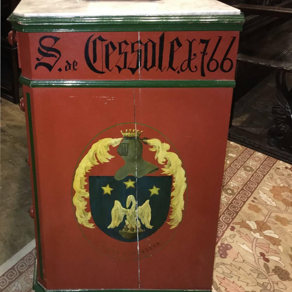 19th Century Swiss Hand-Painted Marble-Top Commode, circa 1860s 1