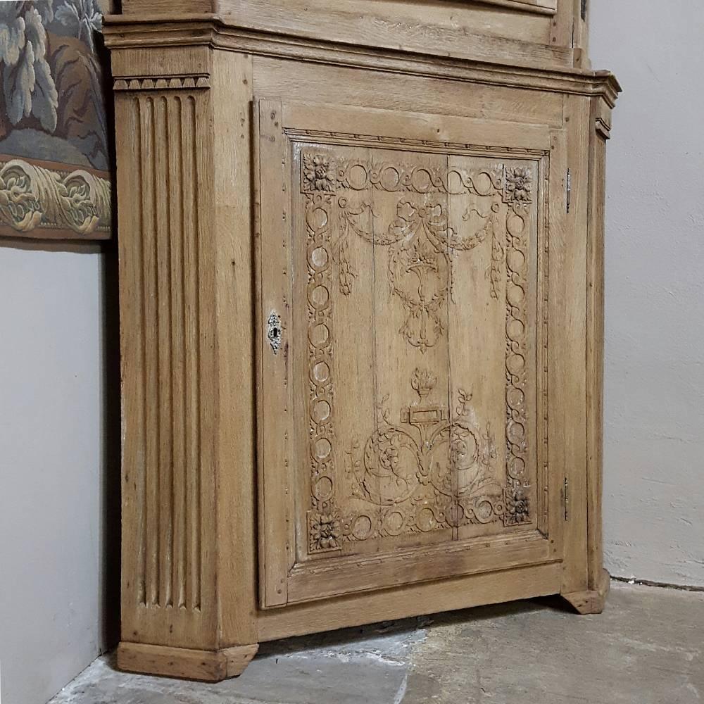 Oak 19th Century Country French Neoclassical Corner Bookcase ~ Vitrine, circa 1850s