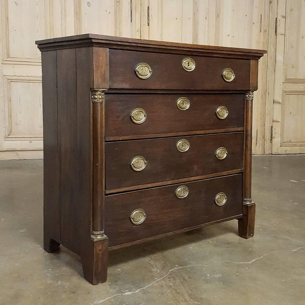19th Century Rustic French Empire Walnut Commode with Original Bronze 3