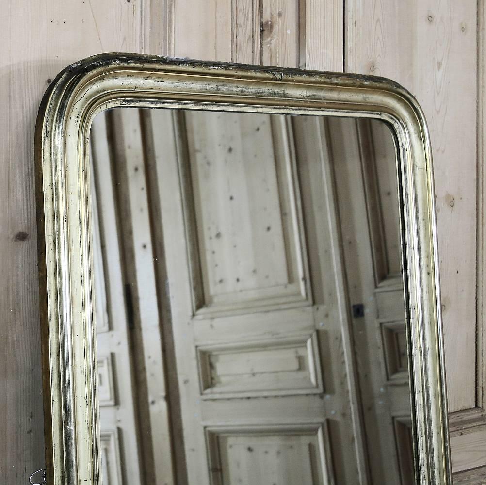 19th Century French Louis Philippe Silver-Gilded Mirror, circa 1850s In Excellent Condition In Dallas, TX